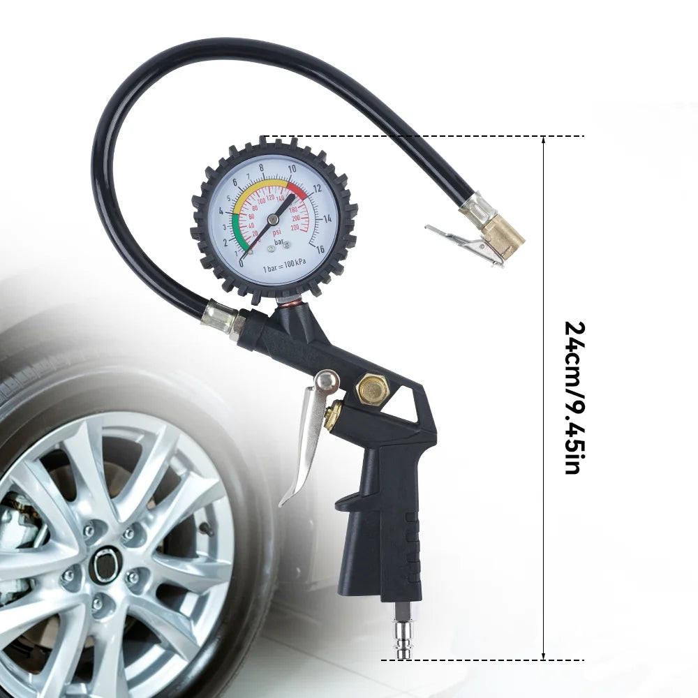 EU Interface Tire Pressure Gauge For Car Motorcycle SUV Inflator Pumps Tire Repair Tools Pressure Gun Type For Air Compressor