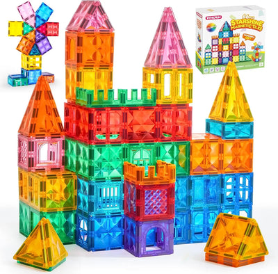 JOYFY 110/66/50 PCS Magnetic Building Tile 3D Magnet Tiles with Vehicle Construction Blocks Set for Kids Birthday Chirstmas Gift - Smarsty