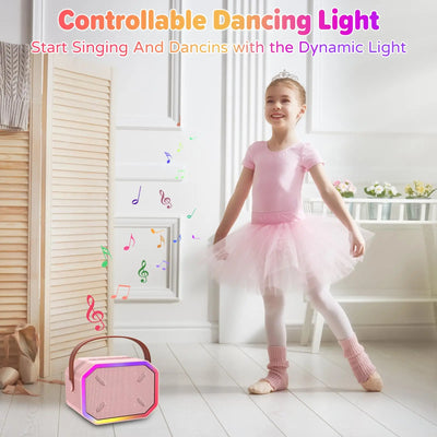 Mini Karaoke Machine for Kids Portable Karaoke Machine Bluetooth Wireless Microphones LDE Light Toys Gifts for Girls Boys - Smarsty