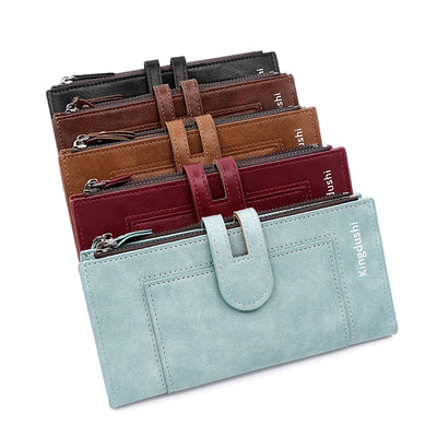 Fashionable New Women's Long Wallet, European and American Fashion Phone Bag, PU Leather Multi Card Carrying Bag - Smarsty