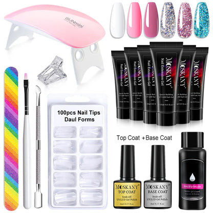 Poly Nail Gel Set With 6W LED Lamp For Beginners - Smarsty