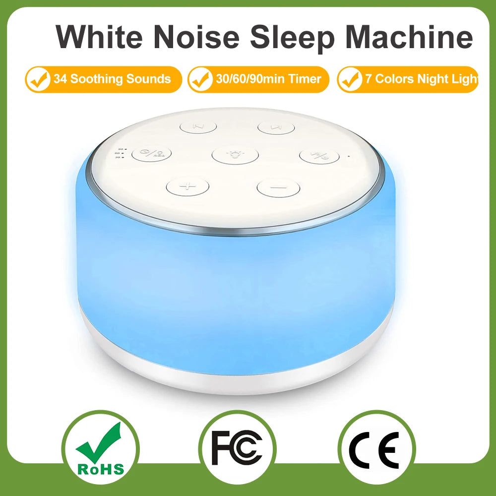 White Noise Machine For Baby Sleep Soothing Night Lights - Smarsty