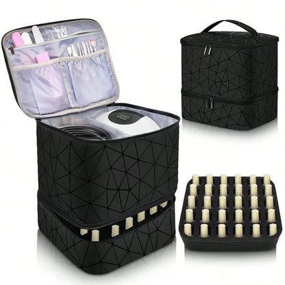 Portable Nail Polish Organizer Bag With Double Layer - Smarsty