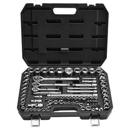 SucceBuy Socket Set 86 Pieces 3/8 1/4 1/2in Drive Socket and Ratchet Set SAE Metric Mechanic Tool Kit with Ratchet Wrench