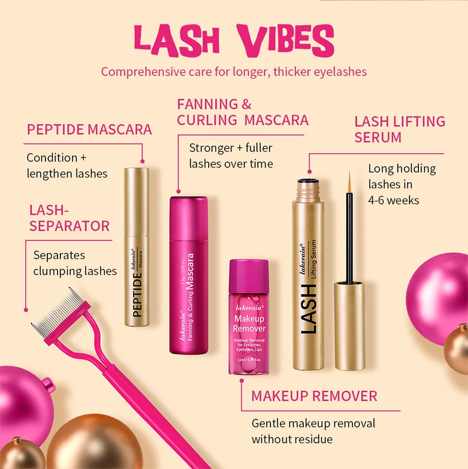 Lash & Brow Set Eyebrow Eyelash Growth Serum Peptide Mascara Eyelash Eyebrow Longer Fuller Thicker Curling Lash Eye Care Makeup