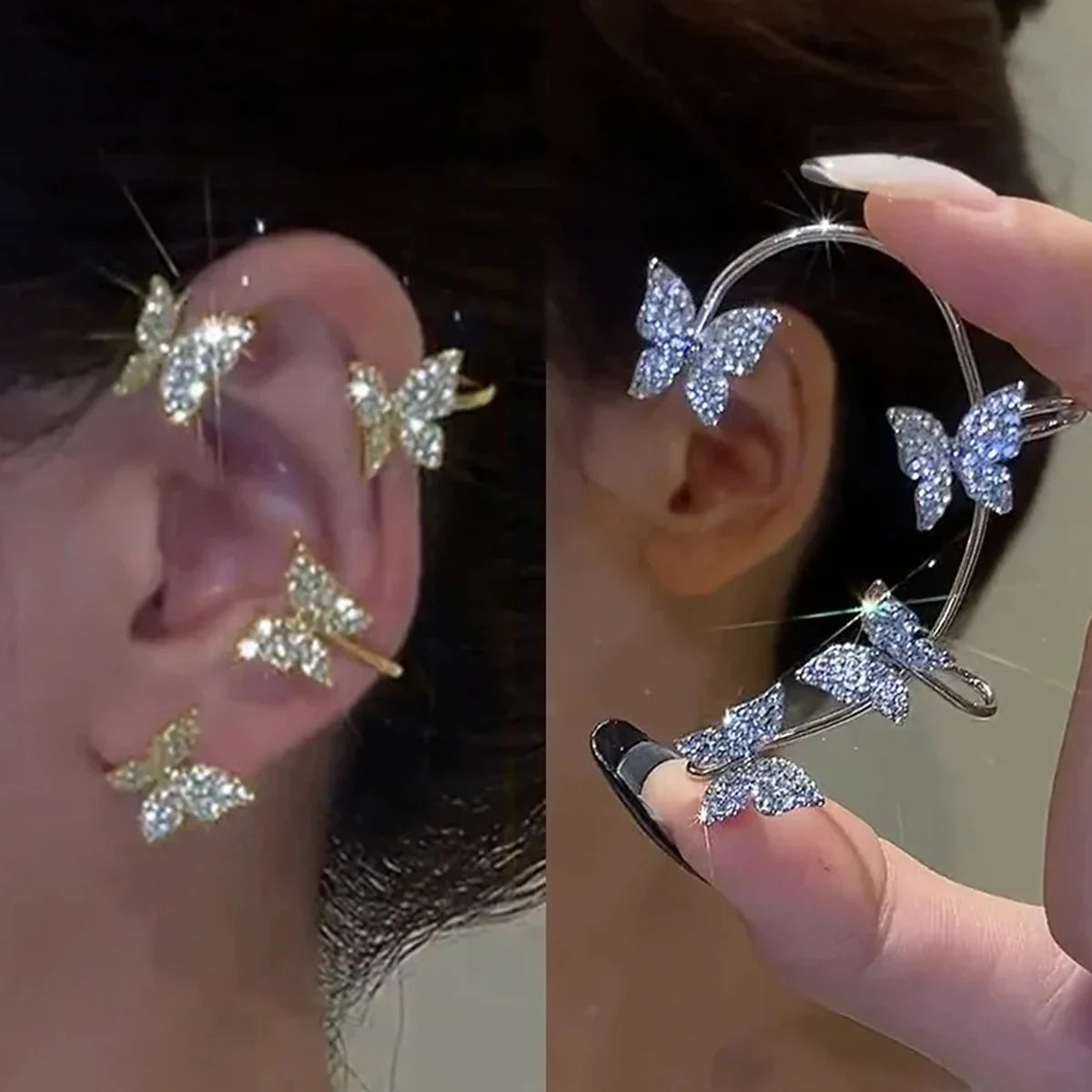 Korean Style Butterfly Ear Clips for Women Sparkling Jewelry - Smarsty