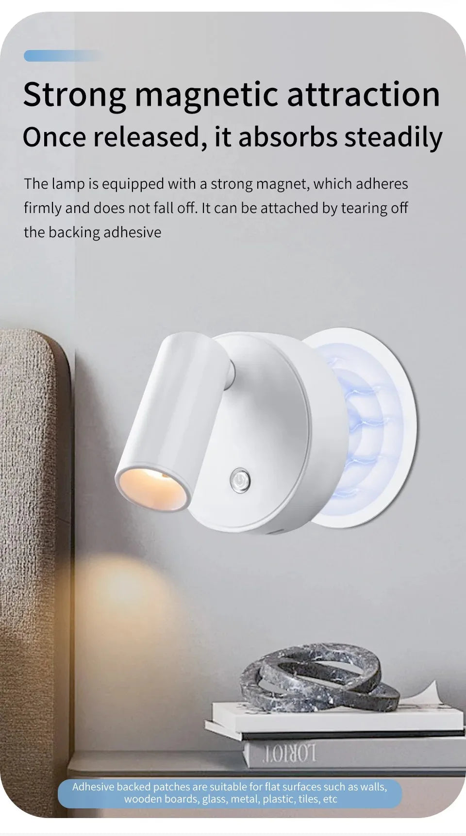 Dimmable LED Wireless USB Rechargeable Wall Spotlight - Smarsty