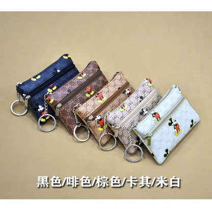 Disney Mickey Mouse Premium Genuine Leather Cartoon Phone Wallet Anime Coin Purse High-capacity Card Package Portable Wallet New