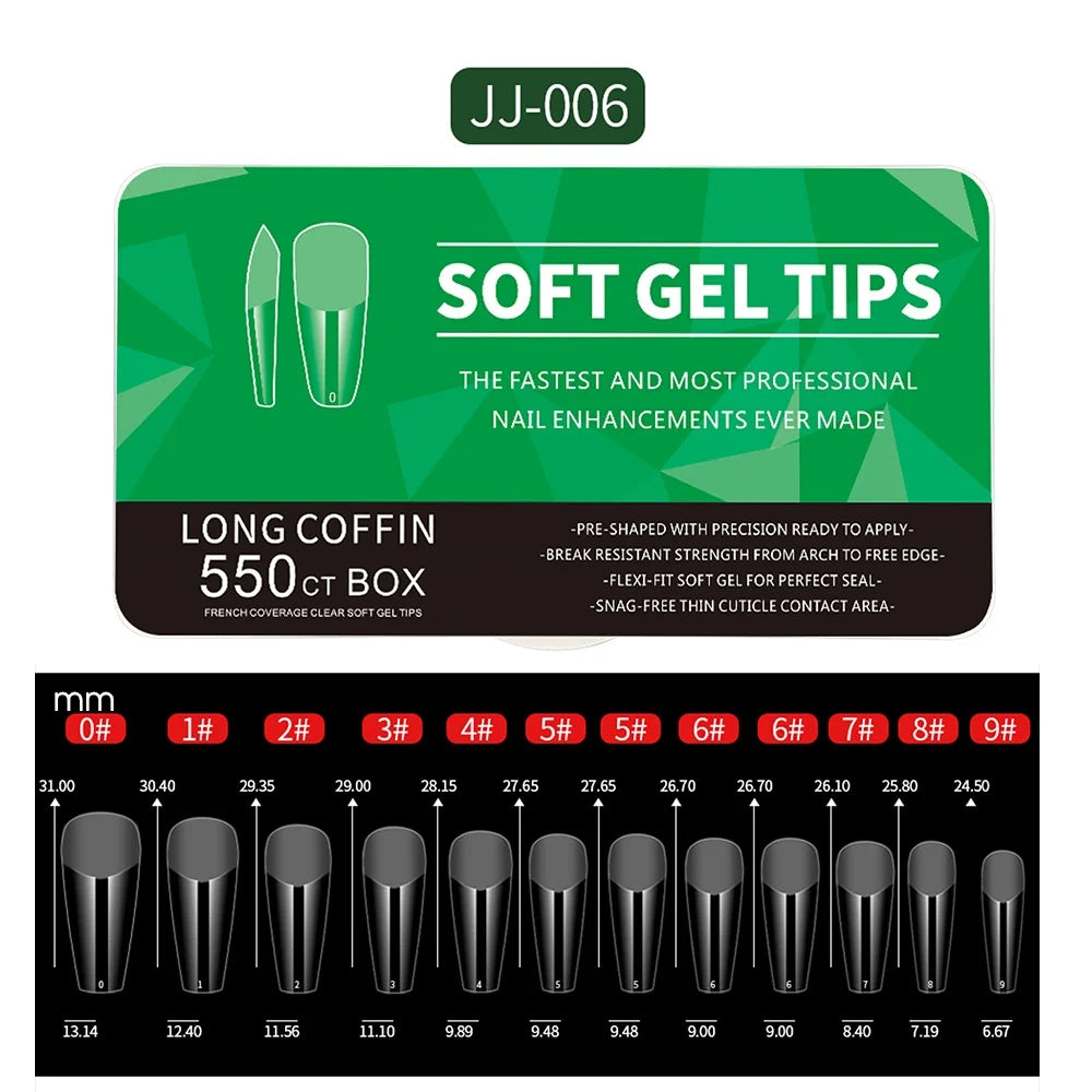 550pcs Matte Almond Coffin Nail Tips for DIY Manicure - Smarsty