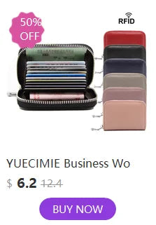 YUECIMIE Super Slim Soft Wallet Genuine Leather Mini Credit Card Holder Wallets Purse Thin Small Card Holders Men Wallet - Smarsty