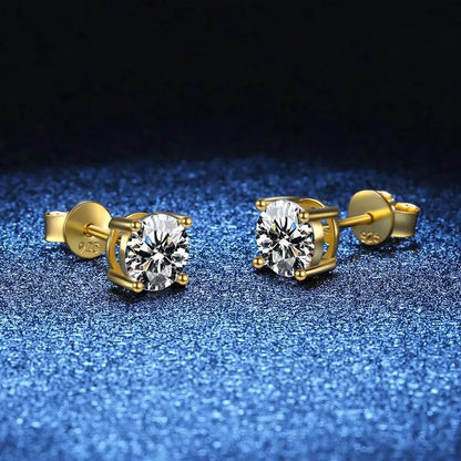 Certified Moissanite Stud Earrings 18K Plated Silver - Smarsty