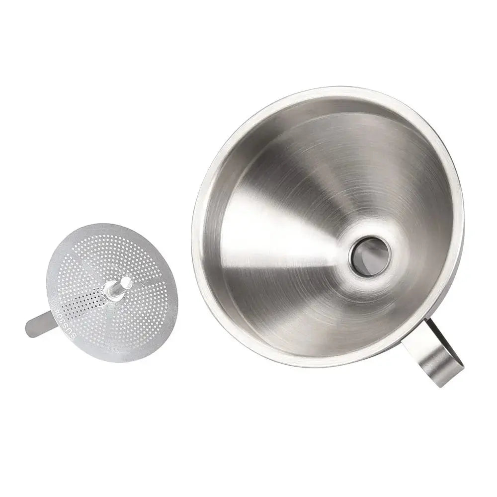 Stainless Steel Funnel Kitchen Oil Liquid Metal Funnel with Detachable Filter Wide Mouth Funnel for Canning Kitchen Tools