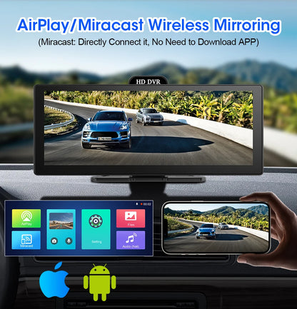 4K Dash Cam With Dual Lens GPS Navigation Wireless CarPlay - Smarsty