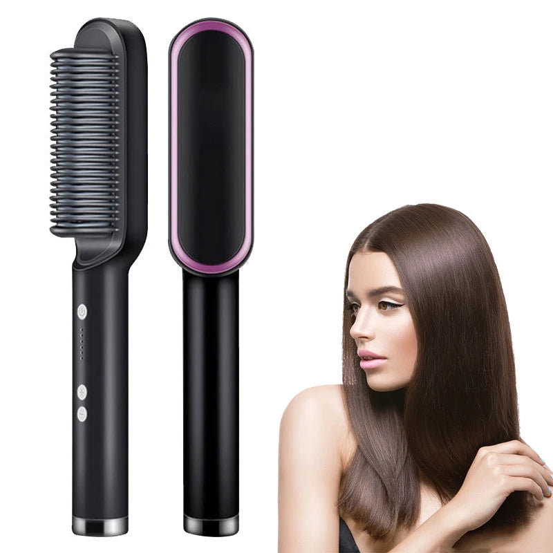 Electric Hair Straightener Brush Fast Heating Ceramic Design - Smarsty