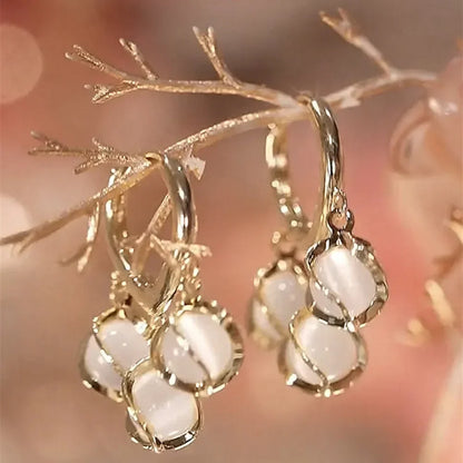 Pearl Long Earrings With Rhinestones For Wedding Fashion - Smarsty
