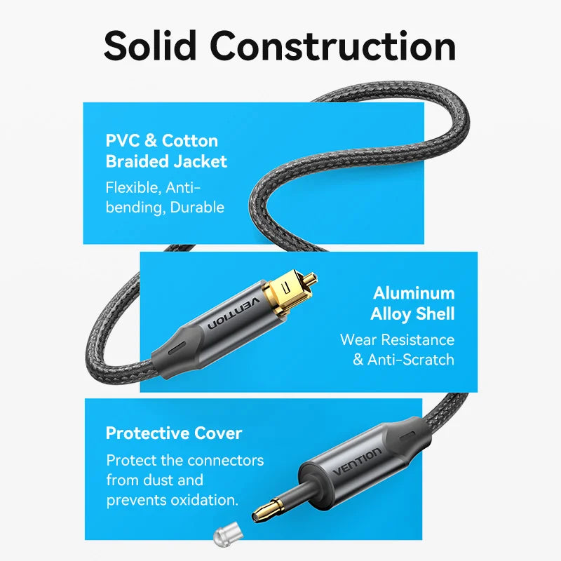 Vention Toslink SPDIF Optical Audio Cable for Amplifiers - Smarsty