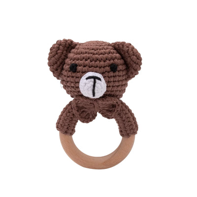 Baby Crochet Rattle Wooden Teether Toy BPA Free Wood Rodent Rabbit Rattle Baby Mobile Play Gym Newborn Educational Music Toys by Smarsty