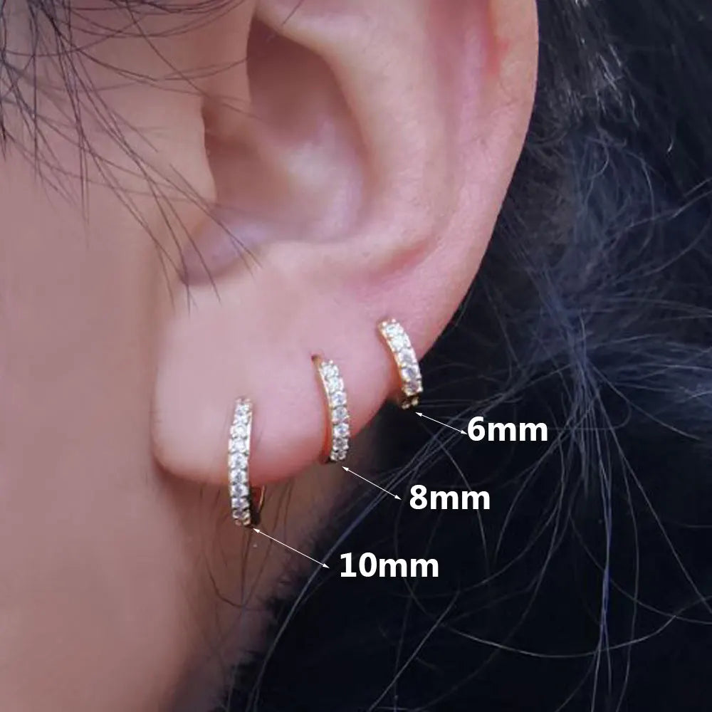 Stainless Steel Crystal Zirconia Small Huggie Earrings - Smarsty