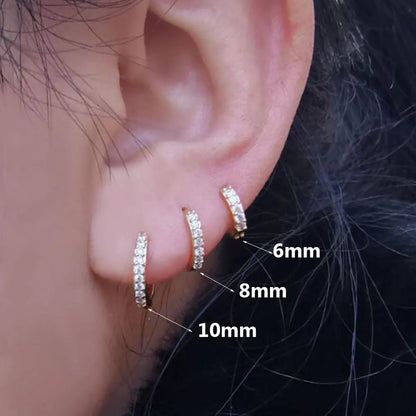 Stainless Steel Crystal Zirconia Small Huggie Earrings - Smarsty