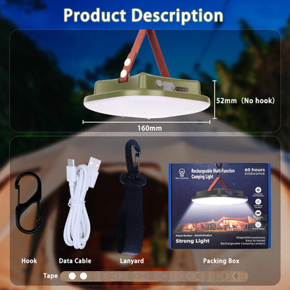 MOSLIGHTING Solar Chargin Tent Strong Light with Magnet Zoom Portable Torch Camping lantern Work Maintenance Lighting 80W LED