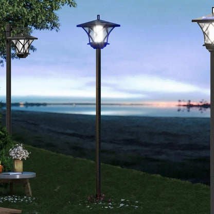 59'' Solar Lamp Post Light, Outdoor Solar Lamp Post Lighting, Aluminum Retro Black Light Pole