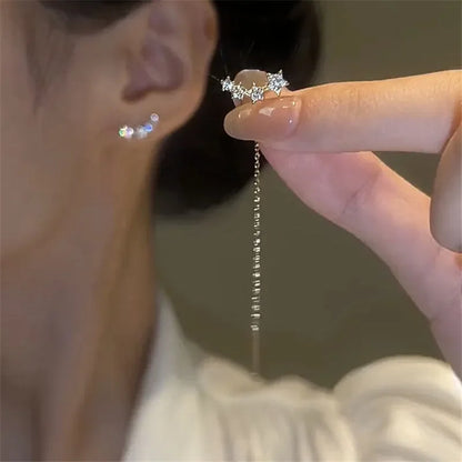 Rose Gold Drop Earrings with Zircon Crystals for Women - Smarsty