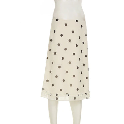Darlingaga Fashion Polk Dot Printed Edible Tree Fungus Trim Skirts Women Holidays Zipper-Up Mesh Half Double Layers Bottoms 2025 - Smarsty