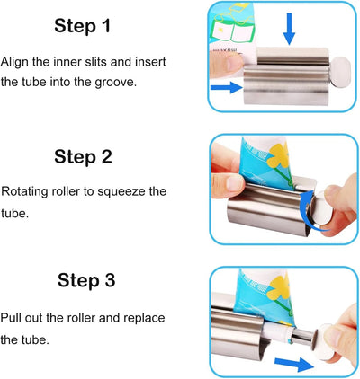 Bathroom Accessories Toothpaste Squeezer Tube Roller Stainless Steel Wringer Roller Rotate Dispenser for Ointments Cosmetics - Smarsty