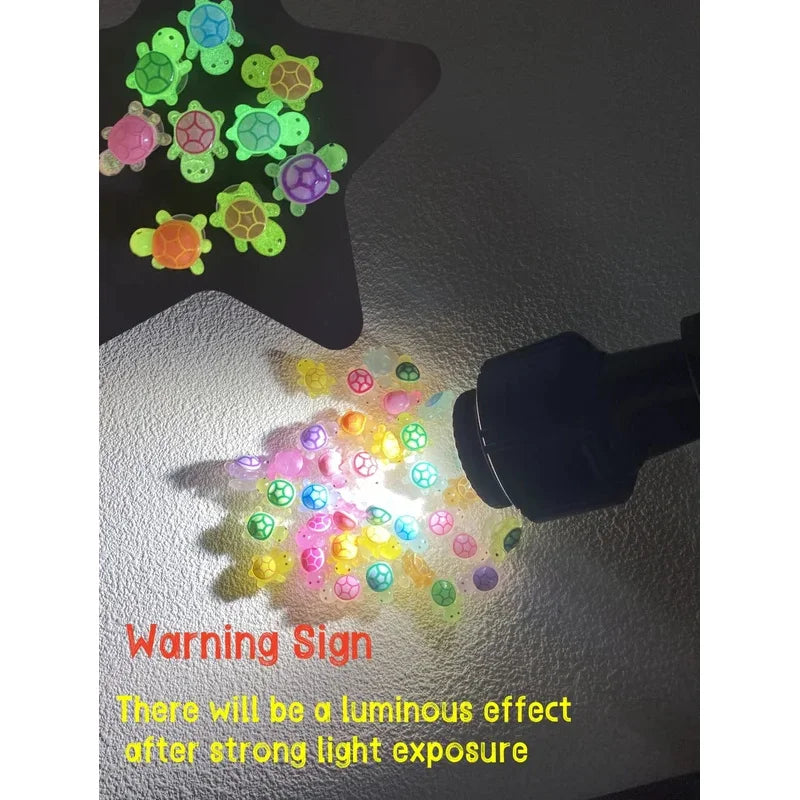 4pcs Glow-In-The-Dark Cute 3D Turtle Detachable Shoe Charms Decorations, Luminous Clips For Beach Sandals