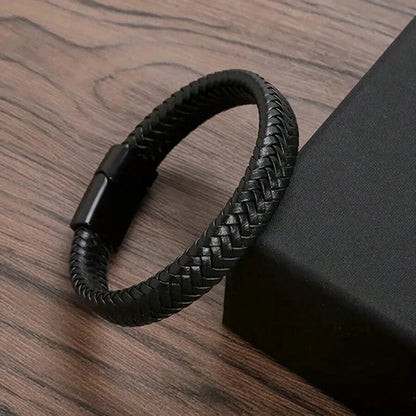 Retro Mens Leather Open Bangle Adjustable Sports Bracelet - Smarsty