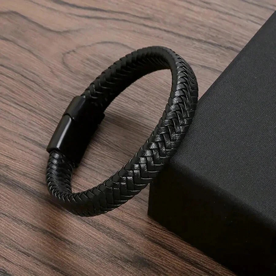 Retro Mens Leather Open Bangle Adjustable Sports Bracelet - Smarsty