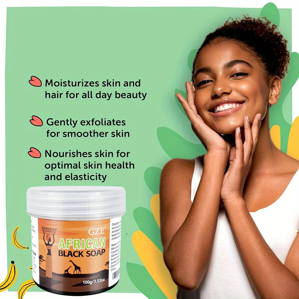 GZE African Black Soap 3-in-1 Cleanser for Deep Cleaning and Moisturizing - Smarsty