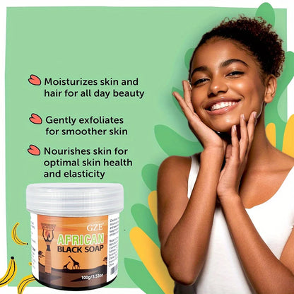 GZE African Black Soap 3-in-1 Cleanser for Deep Cleaning and Moisturizing - Smarsty