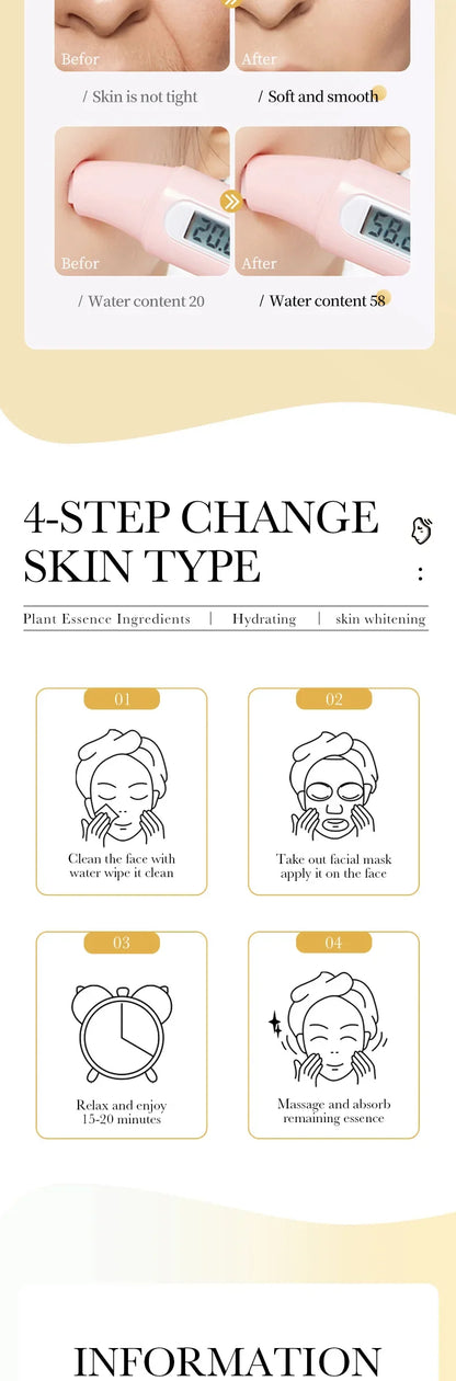 24K Gold Hyaluronic Acid Face Masks for Firming and Moisturizing - Smarsty