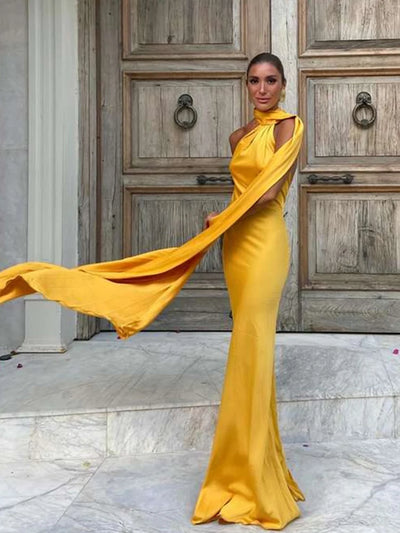 Sexy Satin Ribbon Party Dress Women Elegant Halter Backless Off Shoulder Sleeveless Female Dresses 2024 Summer Solid Robe Gown - Smarsty