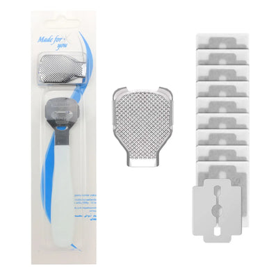 Foot Callus Shaver Heel Hard Skin Remover Hand Feet Pedicure Razor Tool Shavers Stainless Steel Handle 10 Blades Foot Care Tools - Smarsty