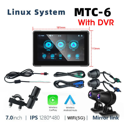 7 Inch Motorcycle GPS Navigation IP67 Waterproof CarPlay - Smarsty