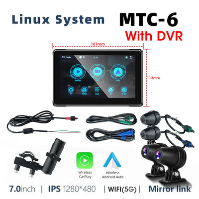 7 Inch Motorcycle GPS Navigation With Wireless CarPlay IP67 - Smarsty