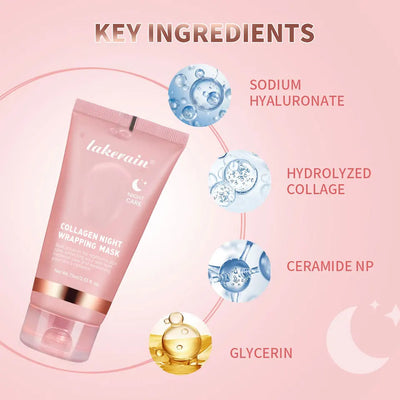 Night Collagen Wrapping Mask Rejuvenation Moisturizing Brightening Korean Face Mask Make Glowy Skin Elasticity Facial Mask - Smarsty