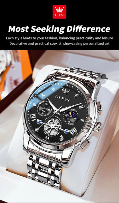 OLEVS Luxury Quartz Watch with Moon Phase Feature - Smarsty