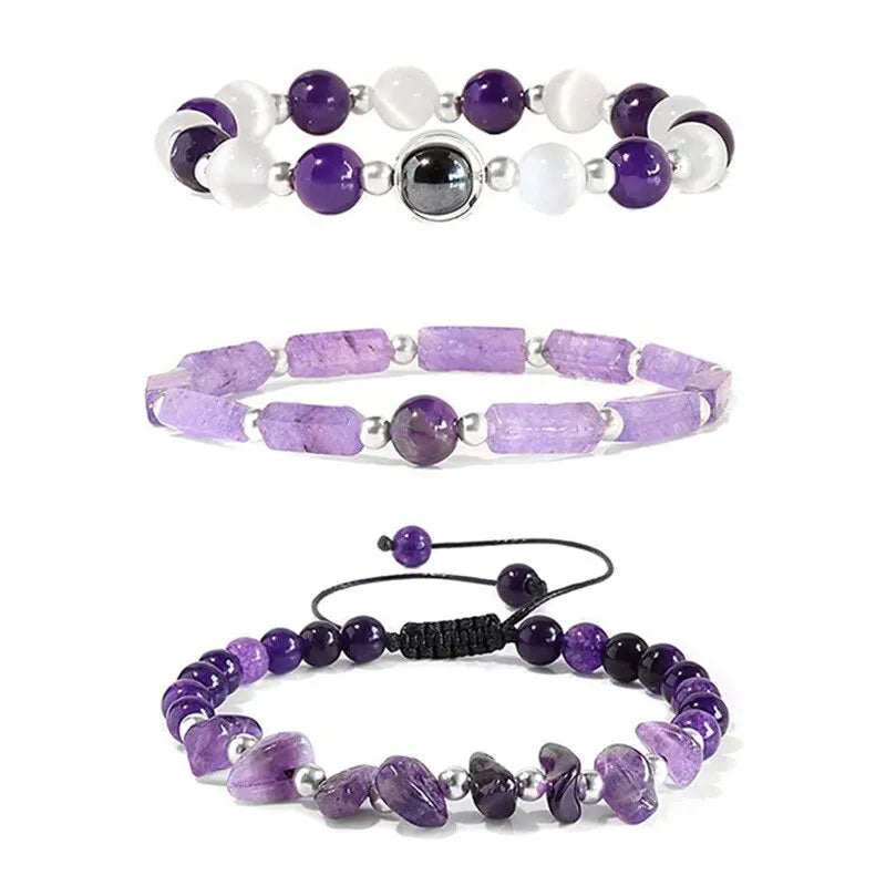 Amethyst Healing Bracelet Set for Weight Loss and Meditation - Smarsty