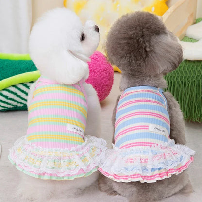 Colorful Striped Dog Dress for Summer Fun - Smarsty