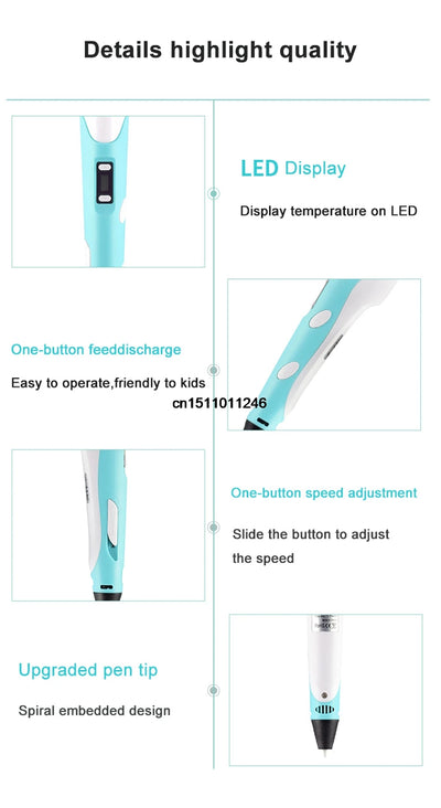 3D Pen 3d Printing Pen Children DIY Drawing Pens PLA Filament Birthday Christmas Boys Girls Gift For Kids With Travel Case - Smarsty