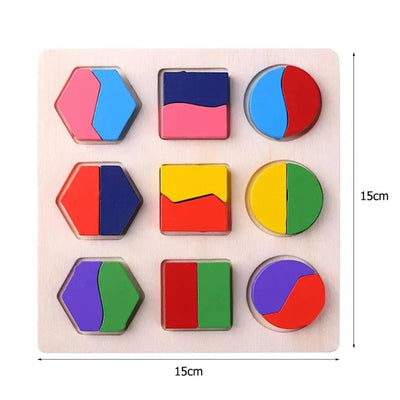 Wooden Geometric Shapes Montessori Puzzle Sorting Math Bricks Preschool Learning Educational Game Baby Toddler Toys for Children by Smarsty