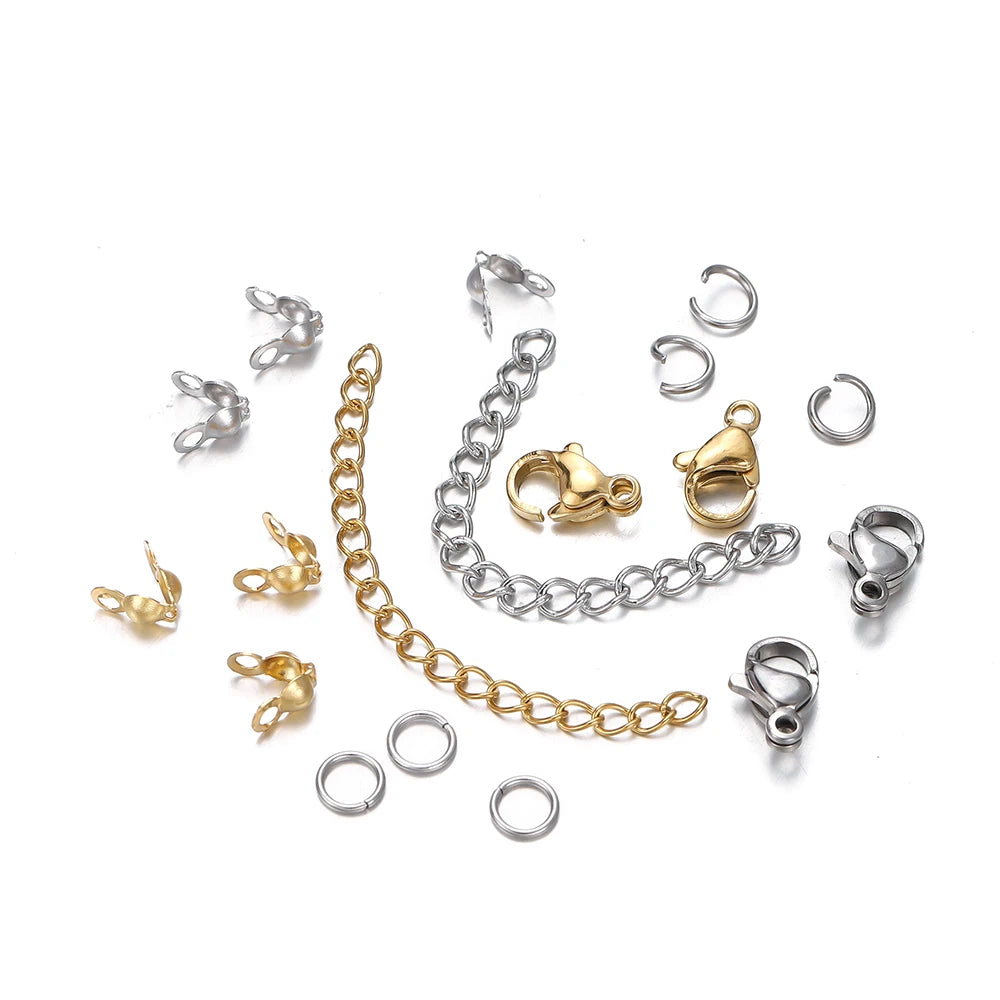 Bulk Jewelry Findings Kit 400Pcs Lobster Clasps Beads - Smarsty