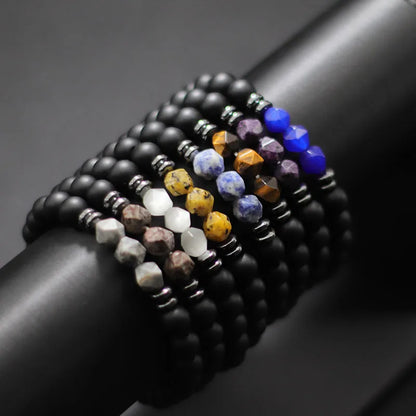 Mens Black Onyx and Tiger Eye Beaded Bracelet - Smarsty