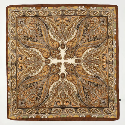 Bohemian Silk Square Scarf for Women Luxury Floral Print - Smarsty