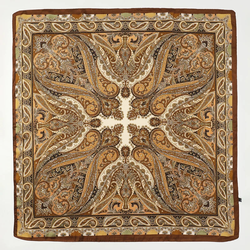 Bohemian Silk Square Scarf for Women Luxury Floral Print - Smarsty
