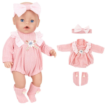 Doll Clothes For 43cm Baby Doll Leather Jacket Pants Jumpers Rompers Set For 18 Inch American Doll Coat Winter Clothes - Smarsty
