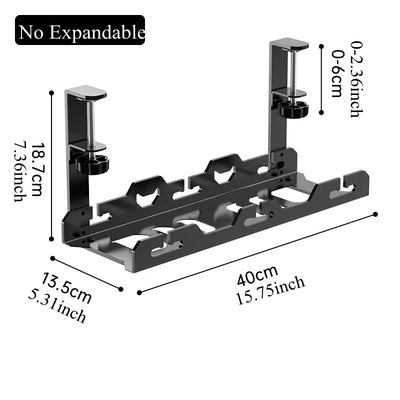 Telescopic Under Table Storage Rack Metal Cable Management Tray Home Office Desk Wire Organizer No Punching Storage Accessories by Smarsty